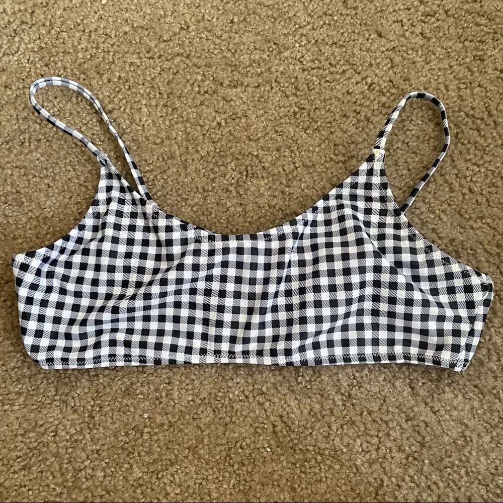 NWOT Black & White Gingham Bikini Top